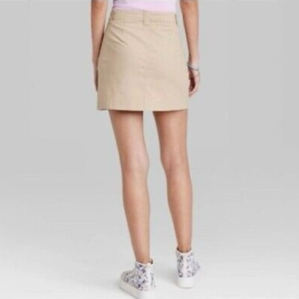 Wild Fable Beige Khaki High Rise HR Cargo Chino Cotton Mini Skirt size 2 - Picture 2 of 6